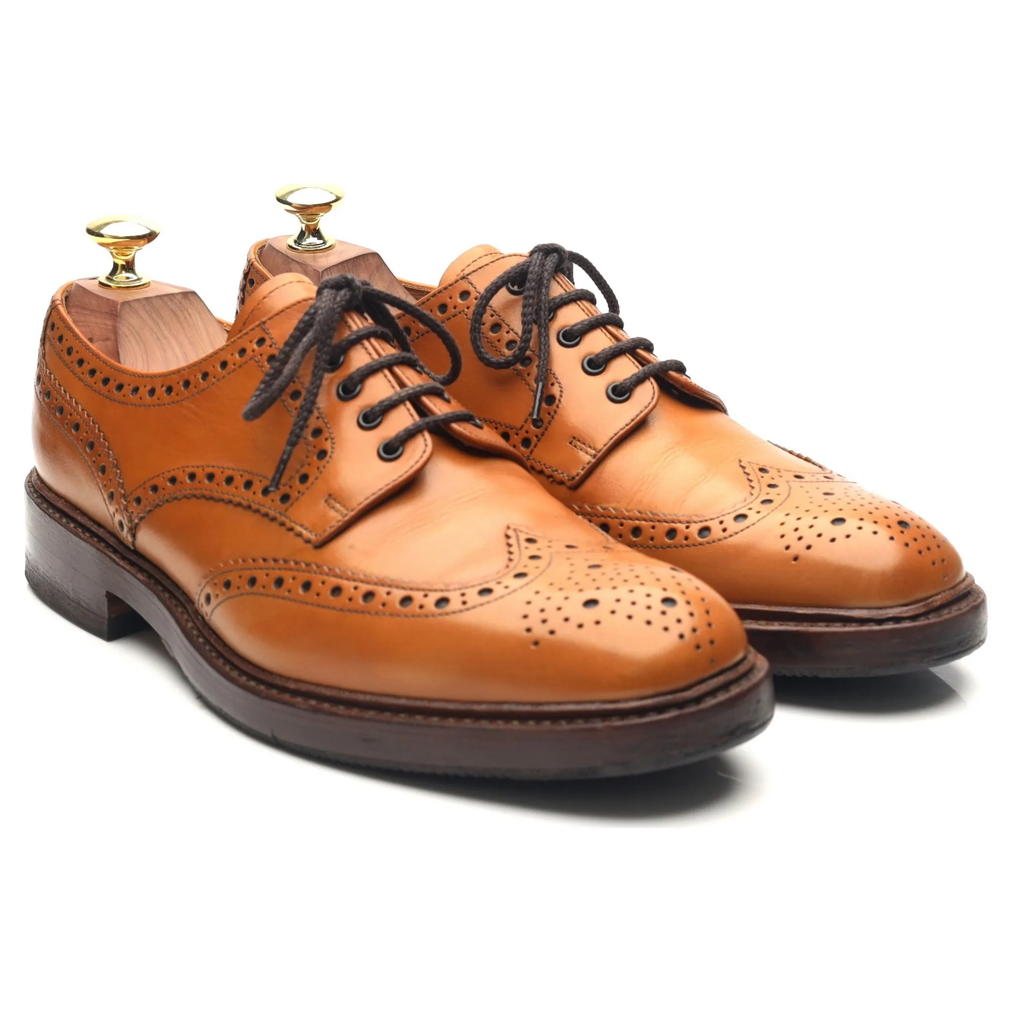 1880 'Chester 2' Tan Brown Leather Derby Brogues UK 7 F