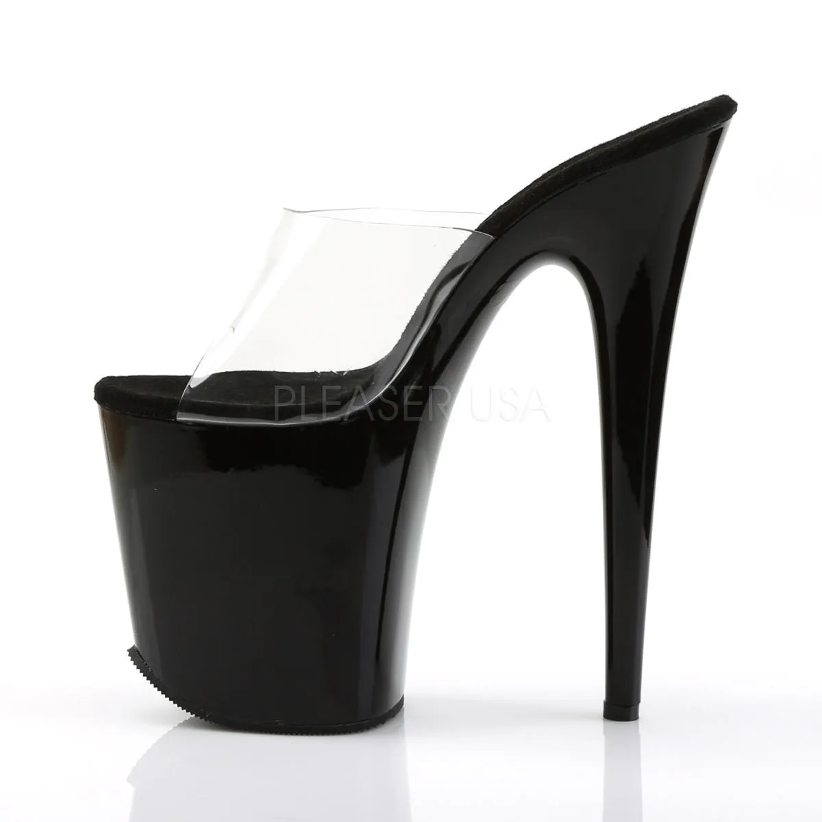 8 Inch Heel FLAMINGO-801 Clear-Black