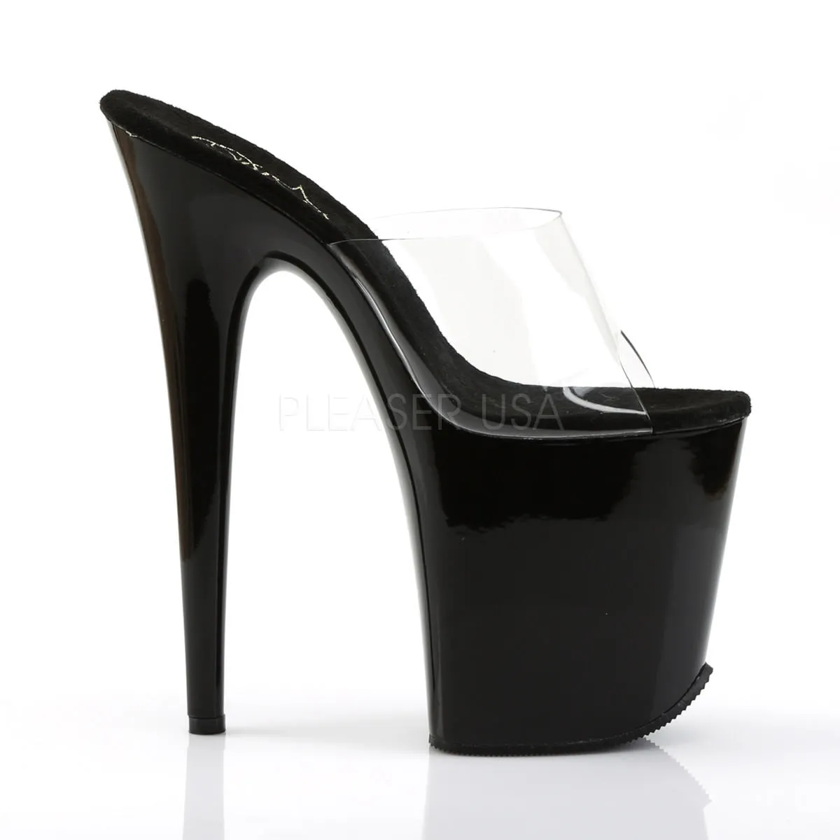 8 Inch Heel FLAMINGO-801 Clear-Black