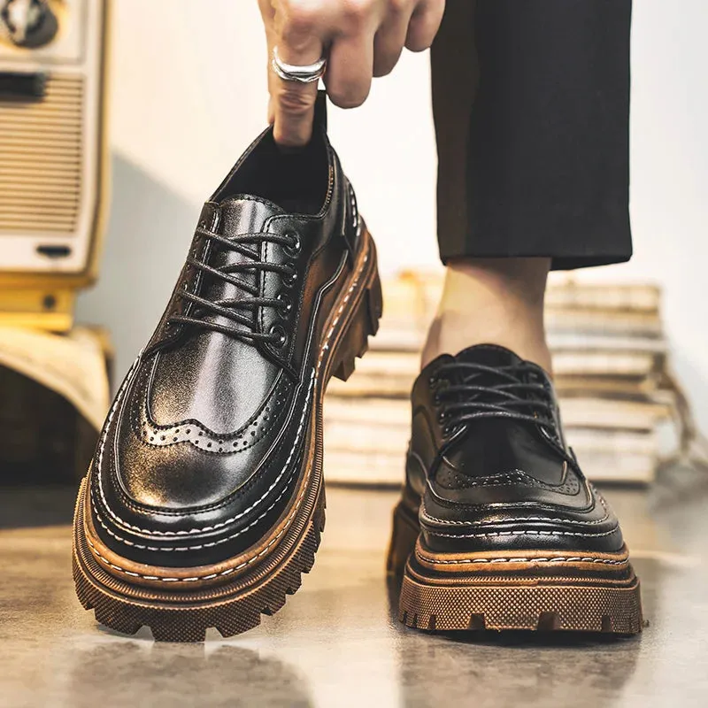 Aidase Brogues Men's Black Business Leather Shoes Man Loafers Comfortable Summer Sneakers Brand Moccasin Breathable Casual Shoes