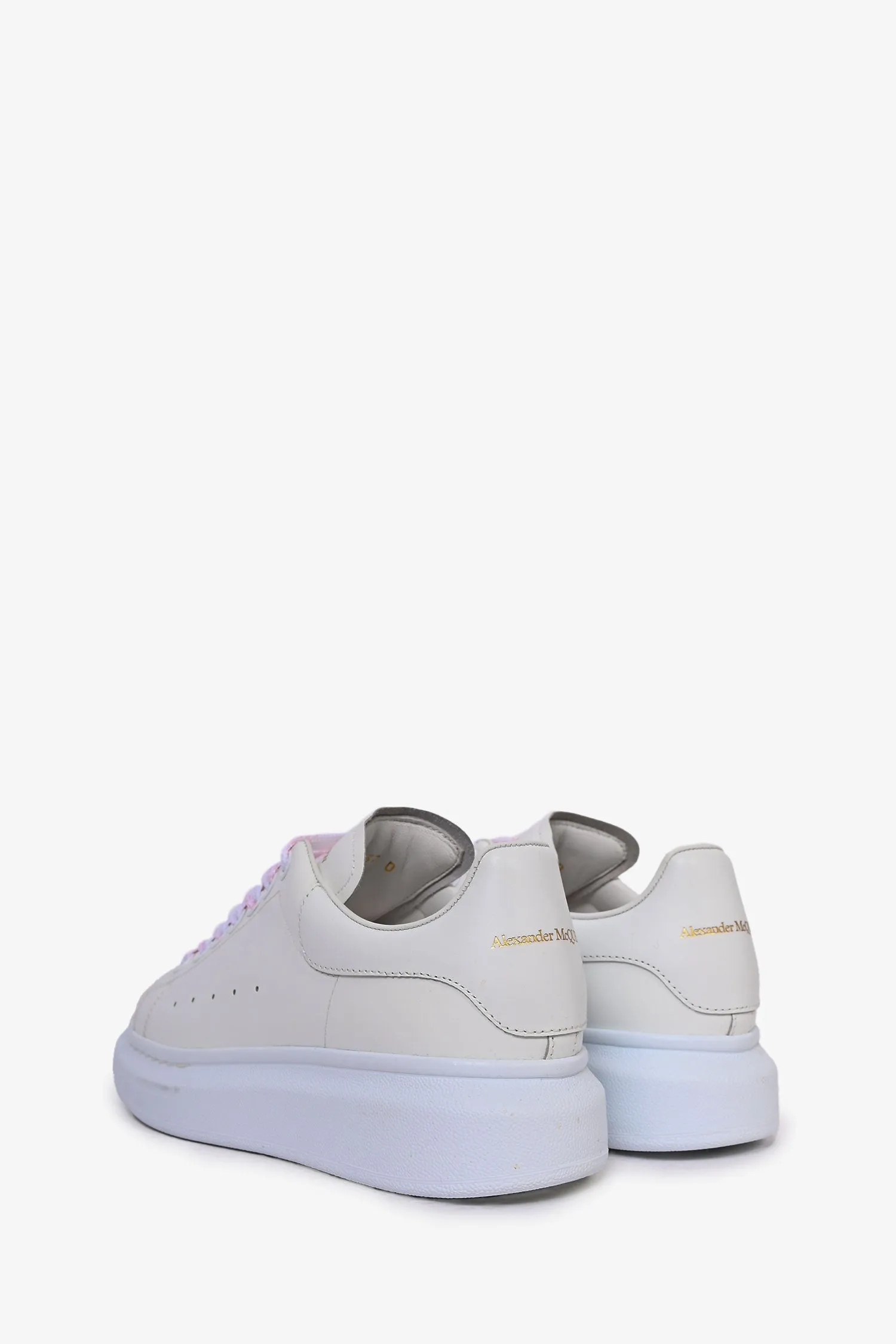 Alexander McQueen 2024 White Leather Pink Lace Sneakers Size 37