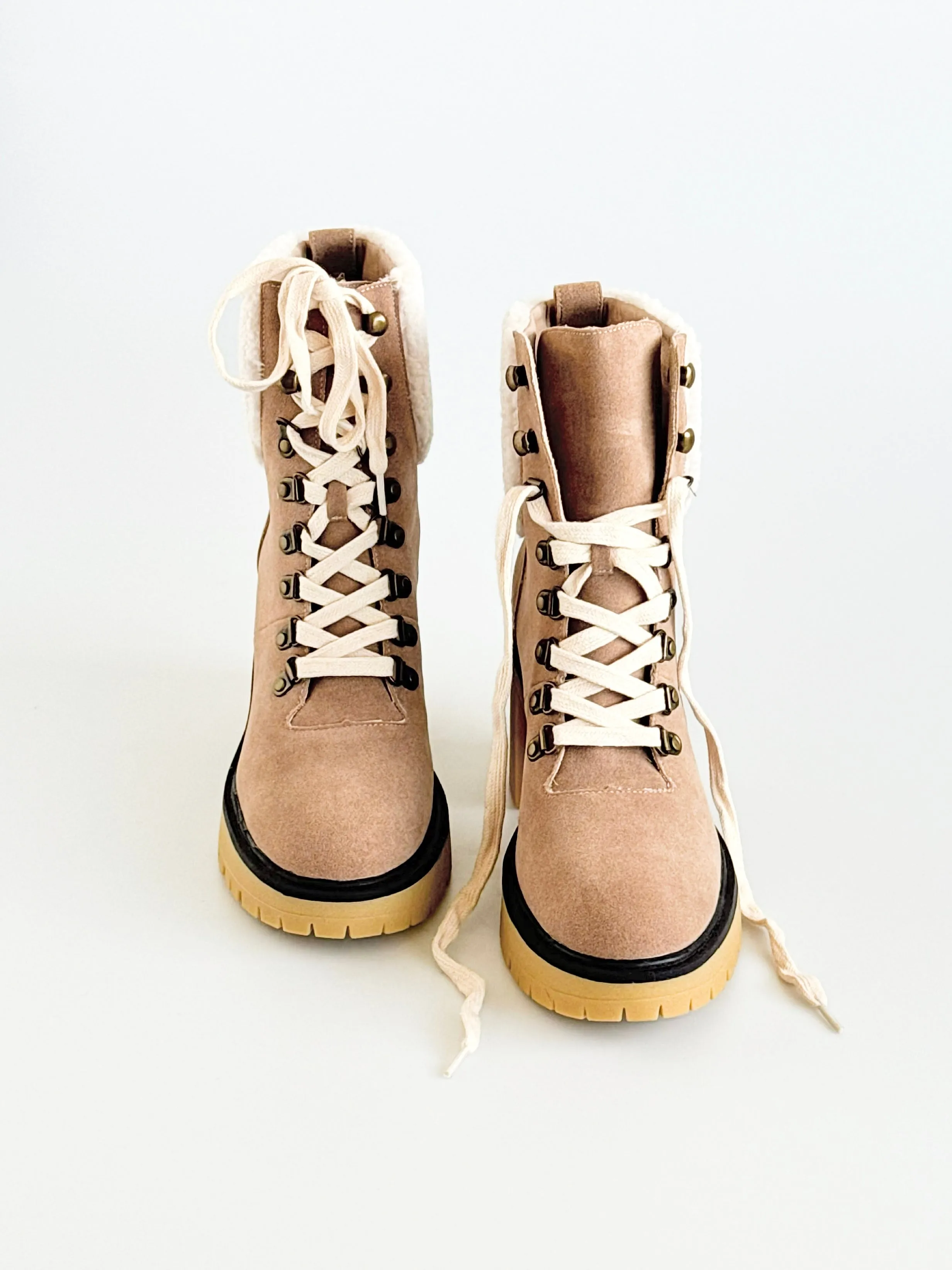 Alpine Heeled Boots - Khaki