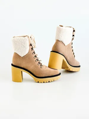 Alpine Heeled Boots - Khaki