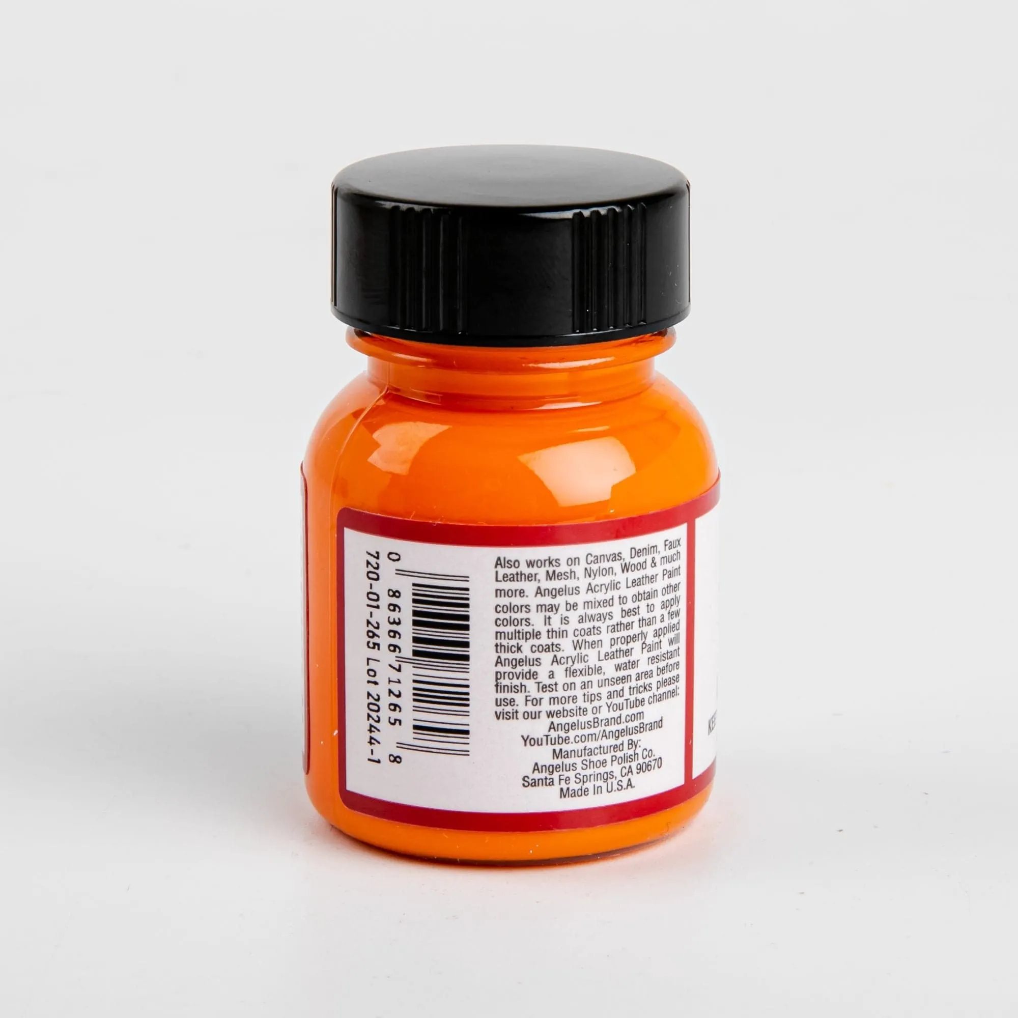 Angelus Acrylic Paint Tangerine #265 29Ml Use On Leather, Vinyl Or Fabric