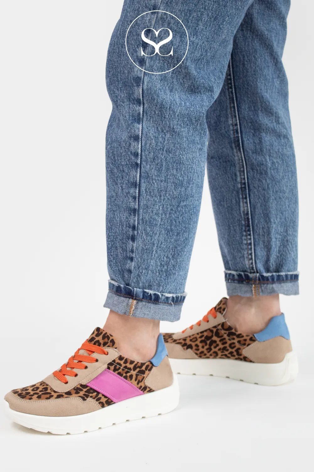 ARA 12-25116 LEOPARD SUEDE WEDGE TRAINERS