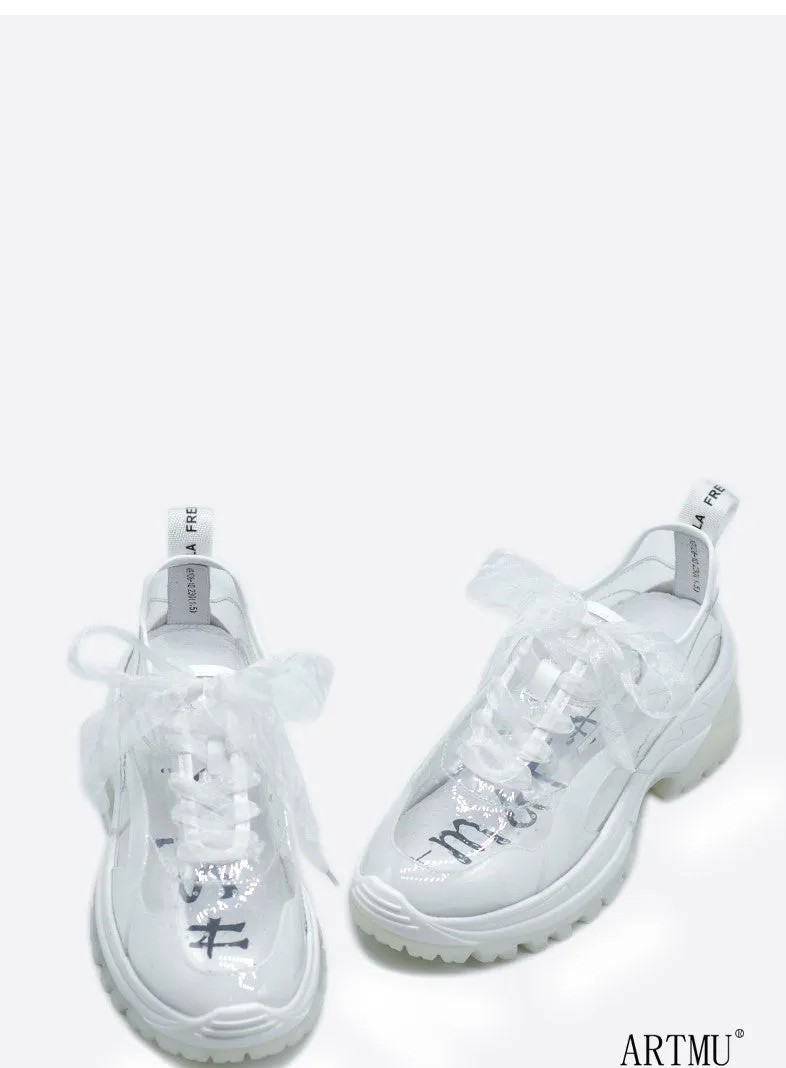 ARTMU CLEAR CHUNKY TRAINERS IN WHITE