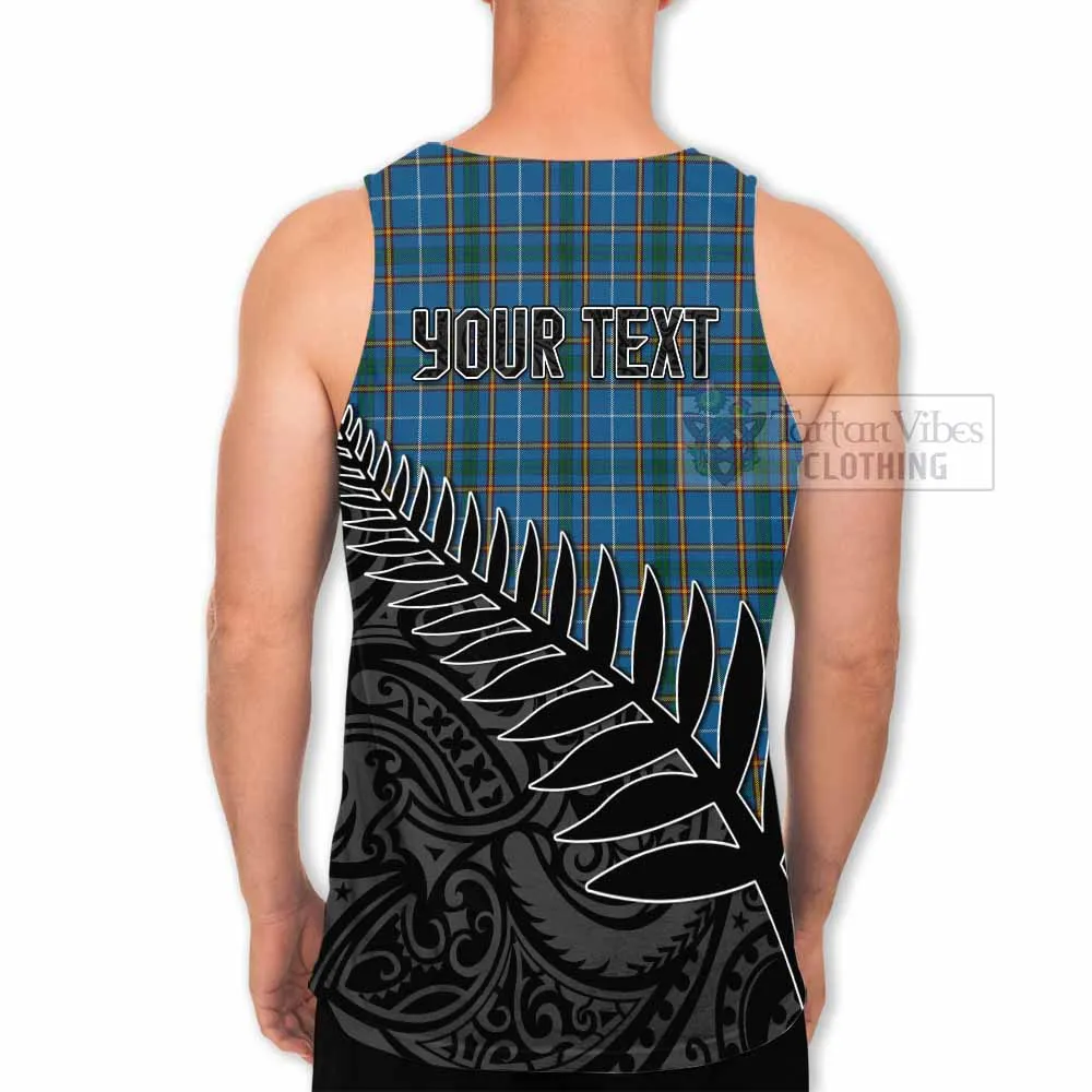 Bain Crest Tartan Men's Tank Top with New Zealand Silver Fern Half Style