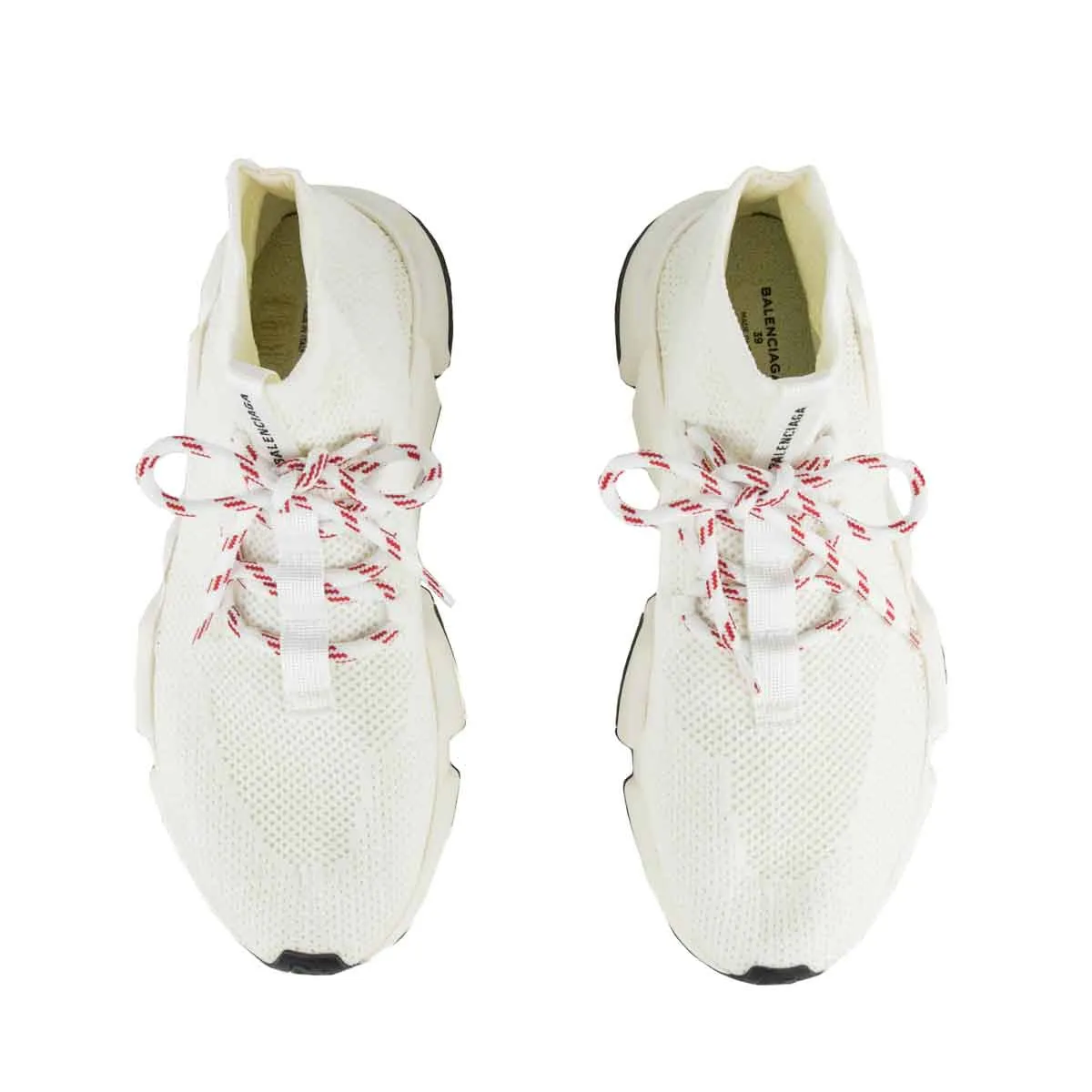 Balenciaga White Lace Up Speed Trainer Sock Sneakers Size US 9 | EU 39