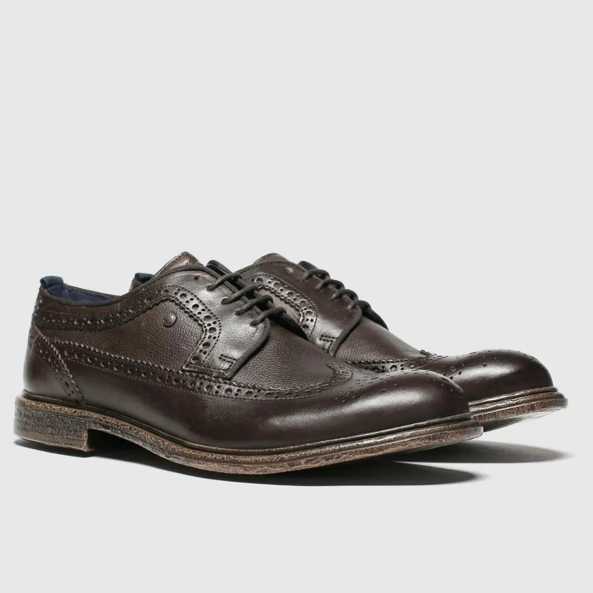 Base Onyx Men's Brogue Leather Formal Shoes Brown RRP £75