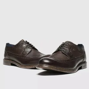Base Onyx Men's Brogue Leather Formal Shoes Brown RRP £75