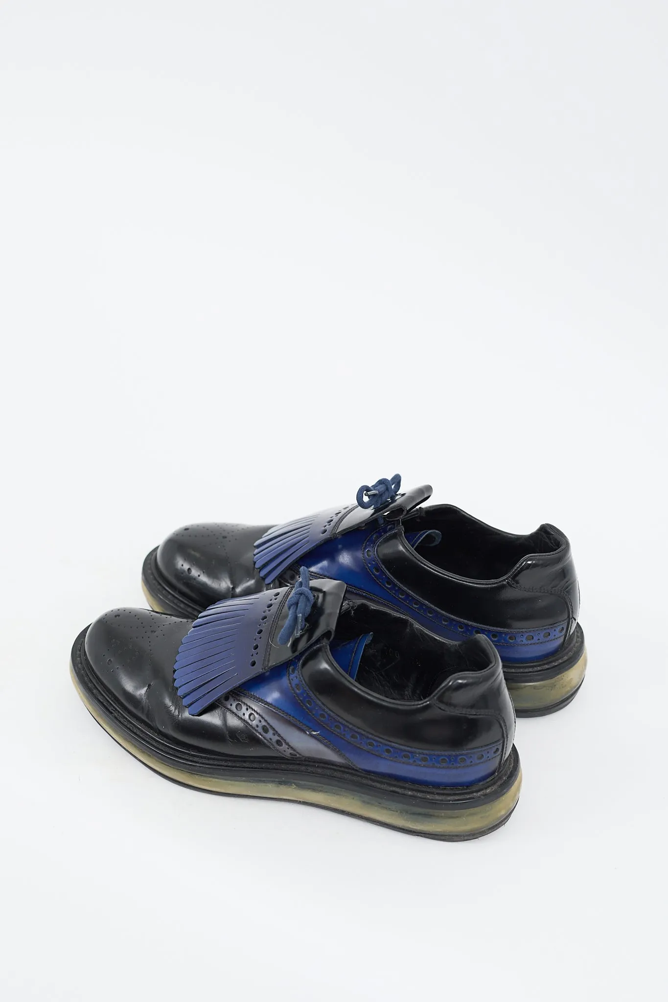 Black & Blue Leather Levitate Fringed Brogue