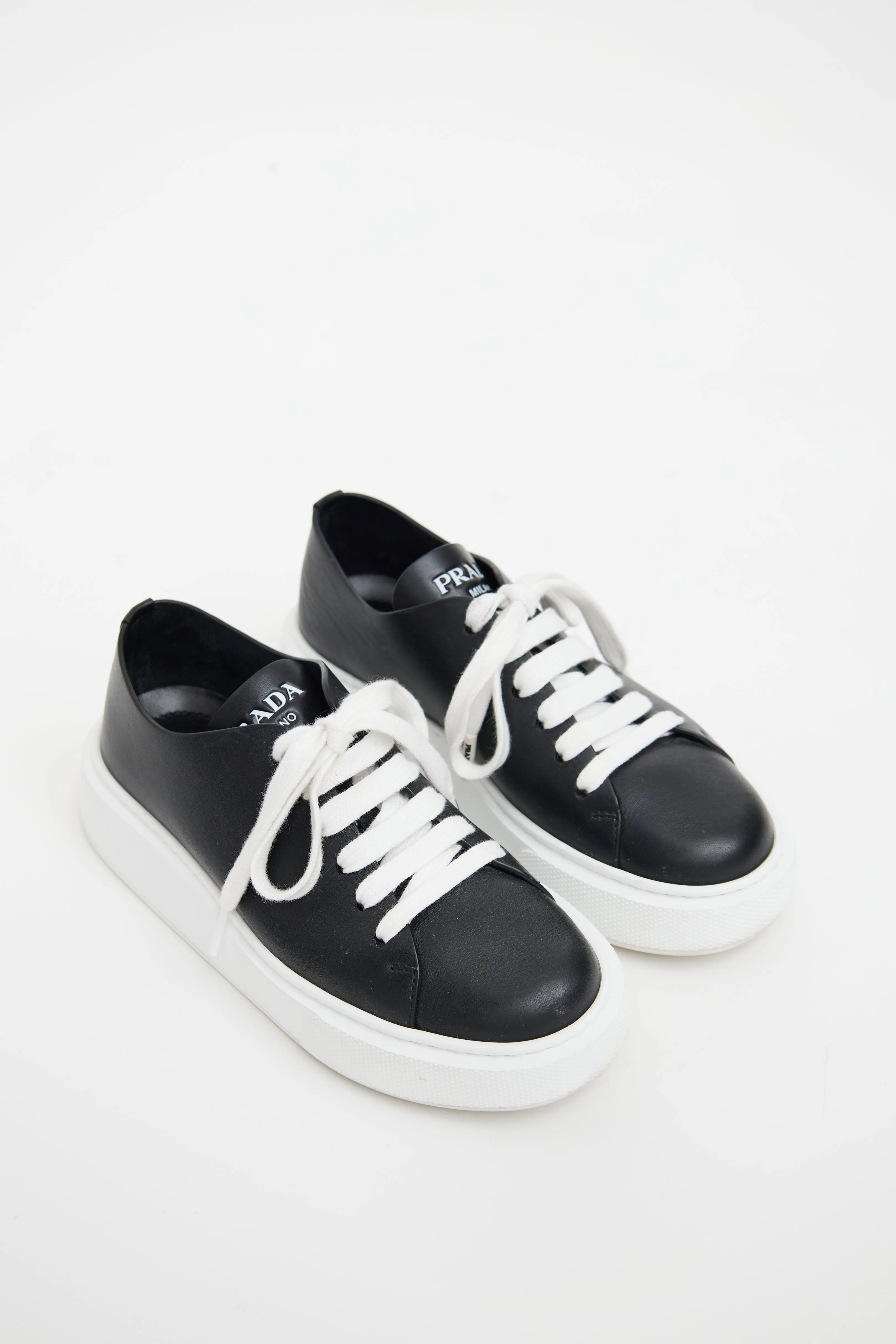 Black & White Leather Chunky Sneaker