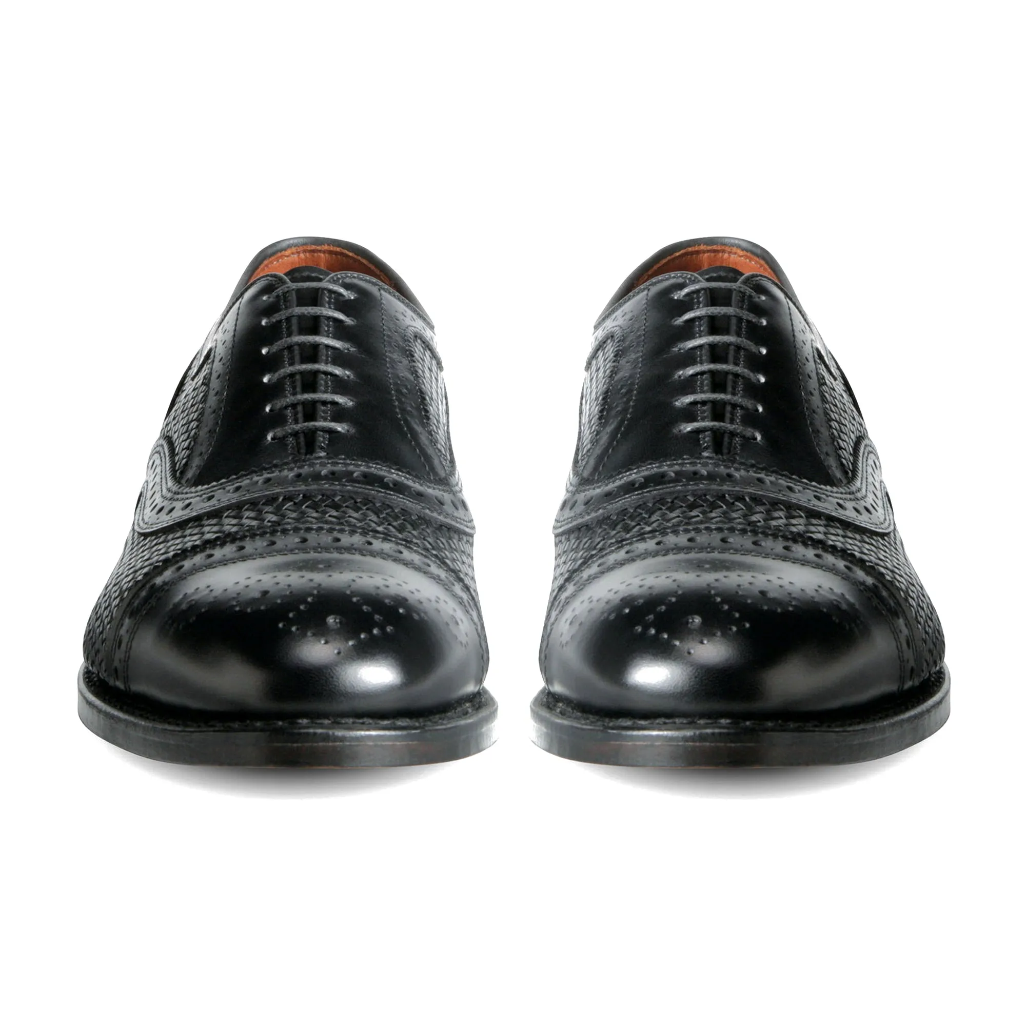 Black Braided Leather Morice Brogue Oxfords