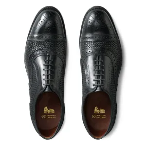 Black Braided Leather Morice Brogue Oxfords