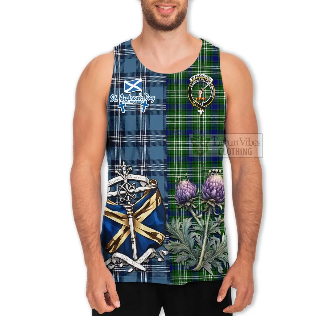 Blackadder Tartan Men's Tank Top Happy St. Andrew's Day Half Tartan Style