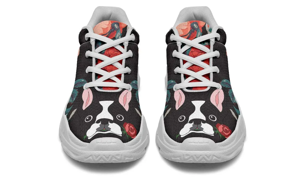 Boston Terrier Rose Chunky Sneakers