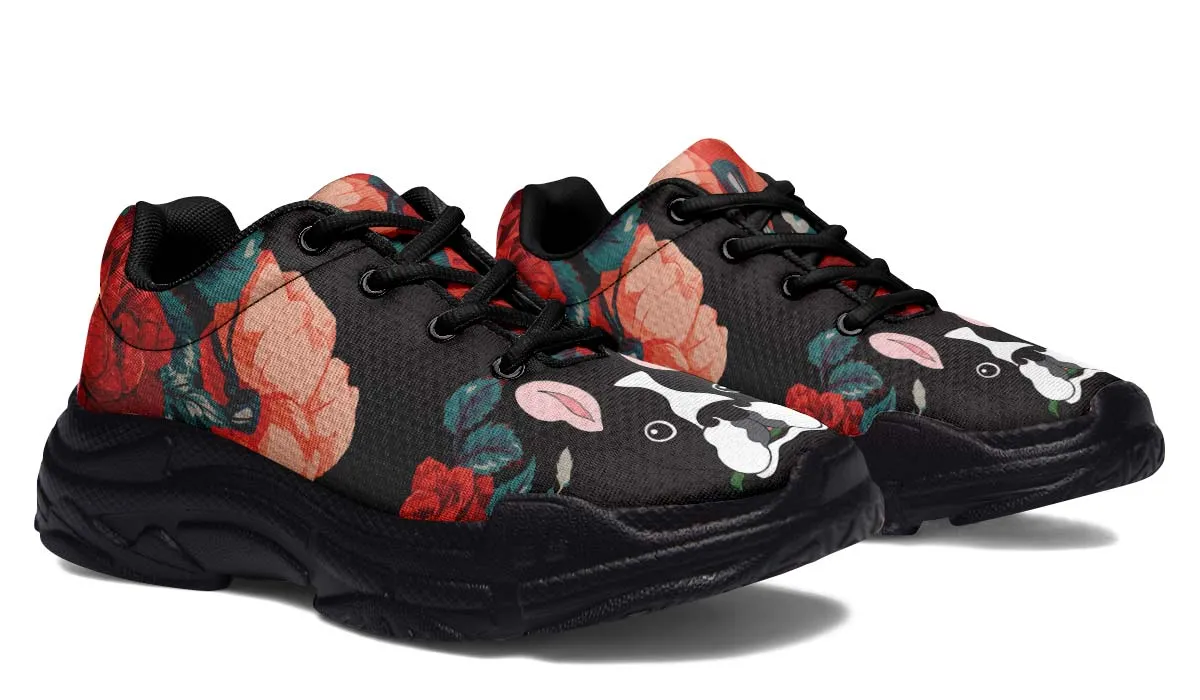 Boston Terrier Rose Chunky Sneakers