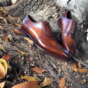 Brown Hand Painted Leather Guarda Brogue Oxfords - Work Edition