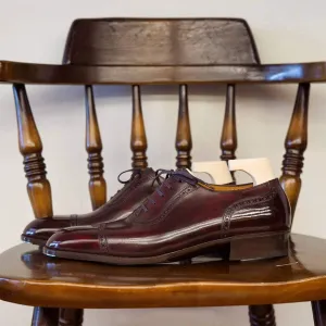 Brown Leather Alaric Toe Cap Brogue Oxfords - Formal Shoes - SS23