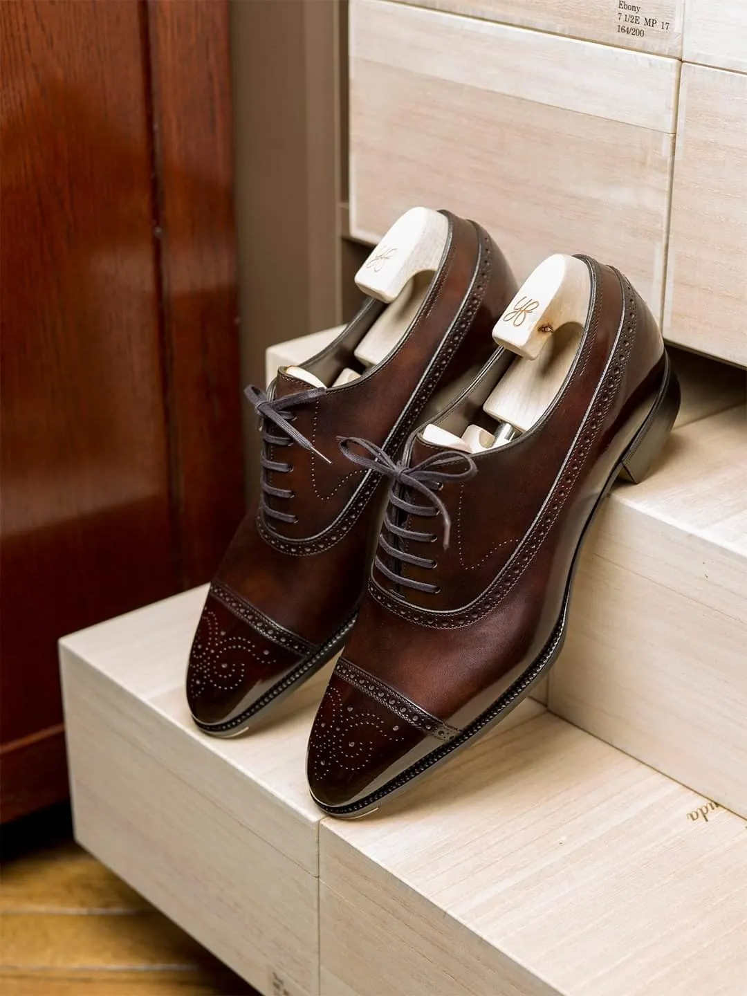 Brown Leather Callista Brogue Toe Cap Oxfords - Formal Shoes - SS23