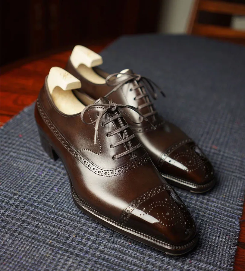 Brown Leather Callista Brogue Toe Cap Oxfords - Work Edition