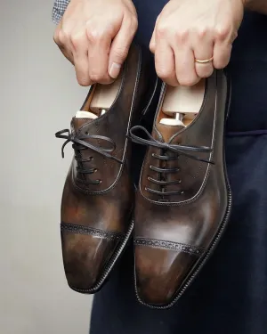 Brown Leather Celestia Brogue Toe Cap Oxfords - Formal Shoes