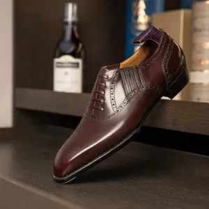 Brown Leather Cuenca Brogue Slip On Oxford Shoes - AW24