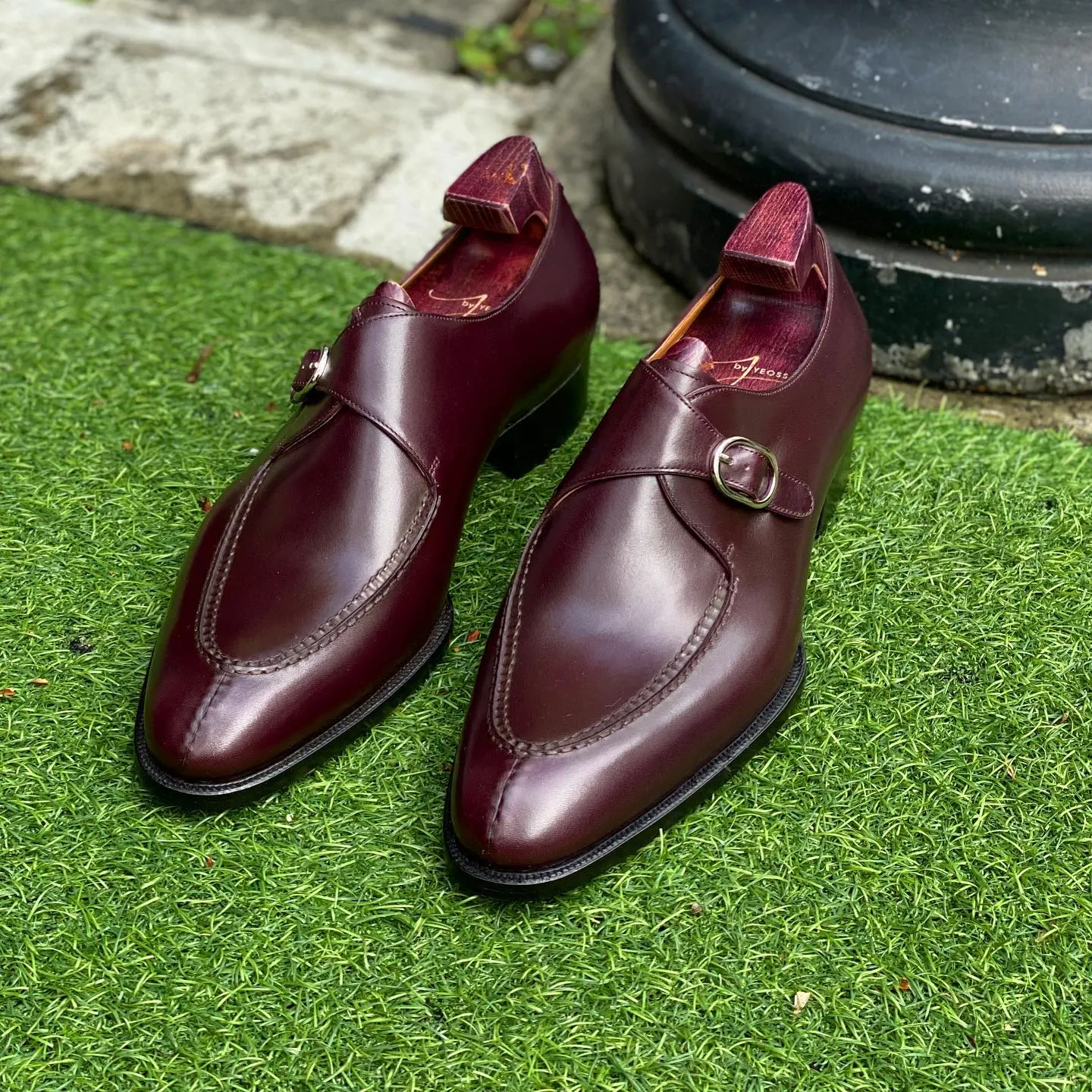 Brown Leather Santiago Buckle Single Monk Straps - AW24