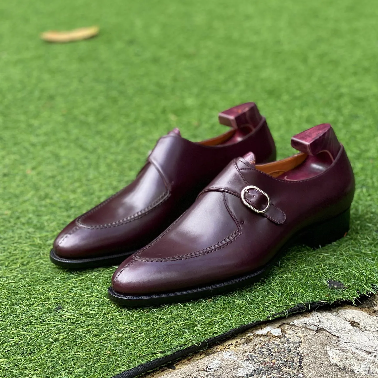 Brown Leather Santiago Buckle Single Monk Straps - AW24