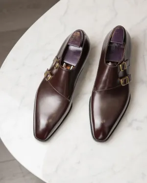 Brown Leather Valencia Buckle Double Monk Straps - AW24