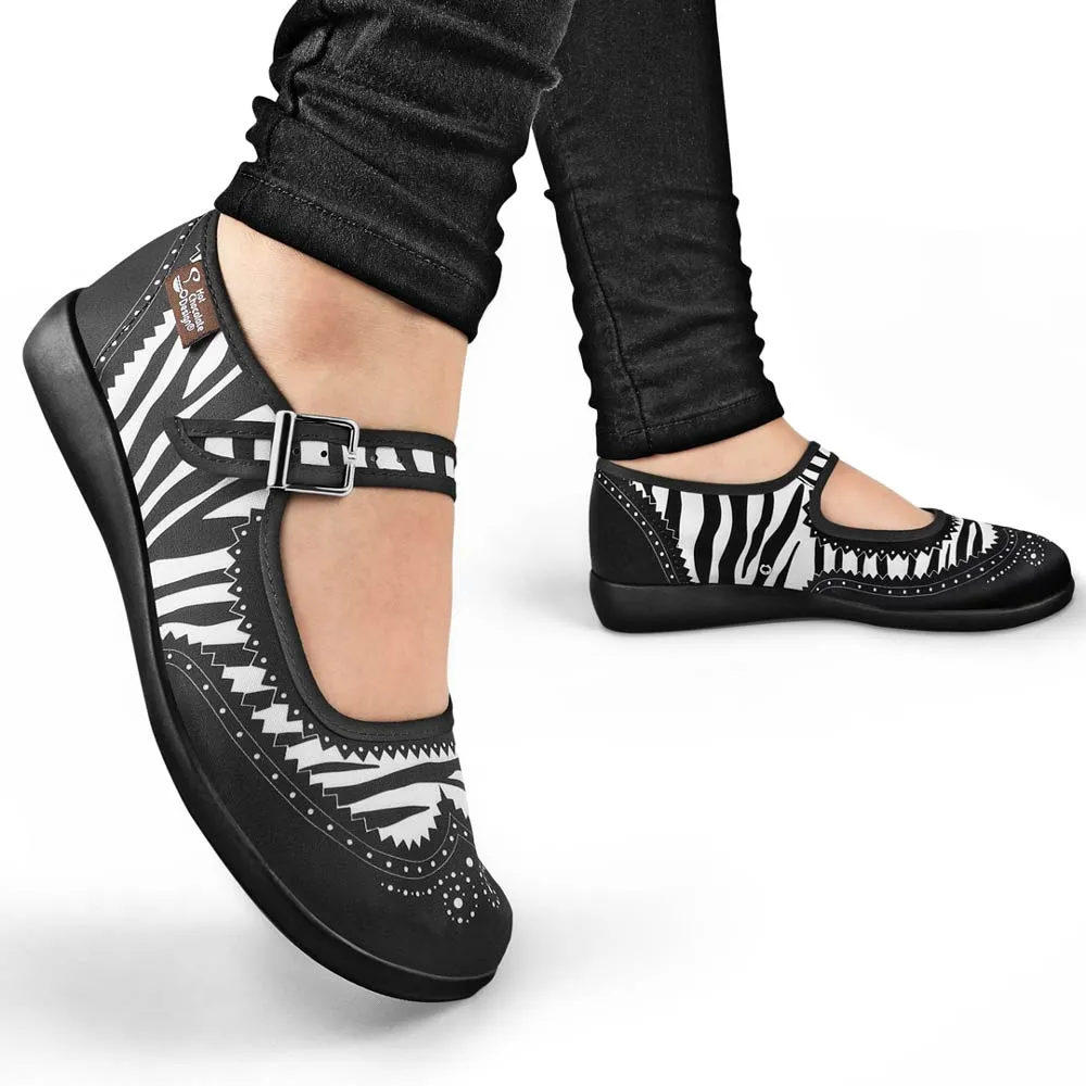 Chocolaticas® Havana Zebra Women's Mary Jane Flat Shoes