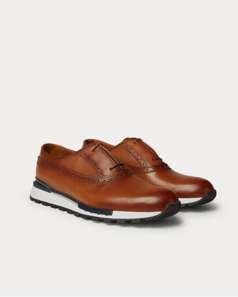 Fast Track Leather Brogue  Tan low top sneakers