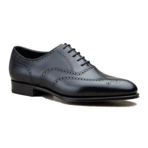 Flat Feet Shoes - Black Leather Gedling Brogue Oxfords with Arch Support