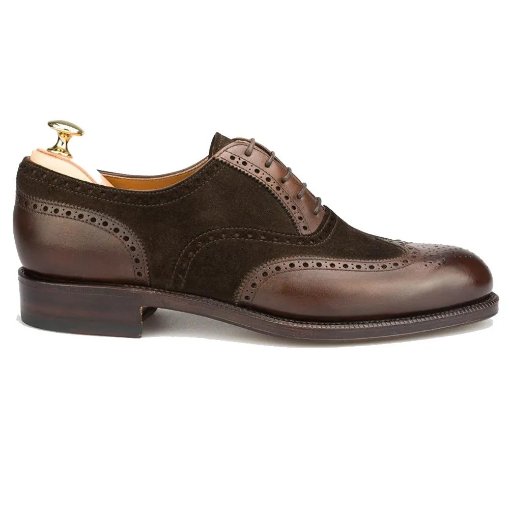 Flat Feet Shoes - Brown Suede & Leather Romford Brogue Oxfords with Arch Support