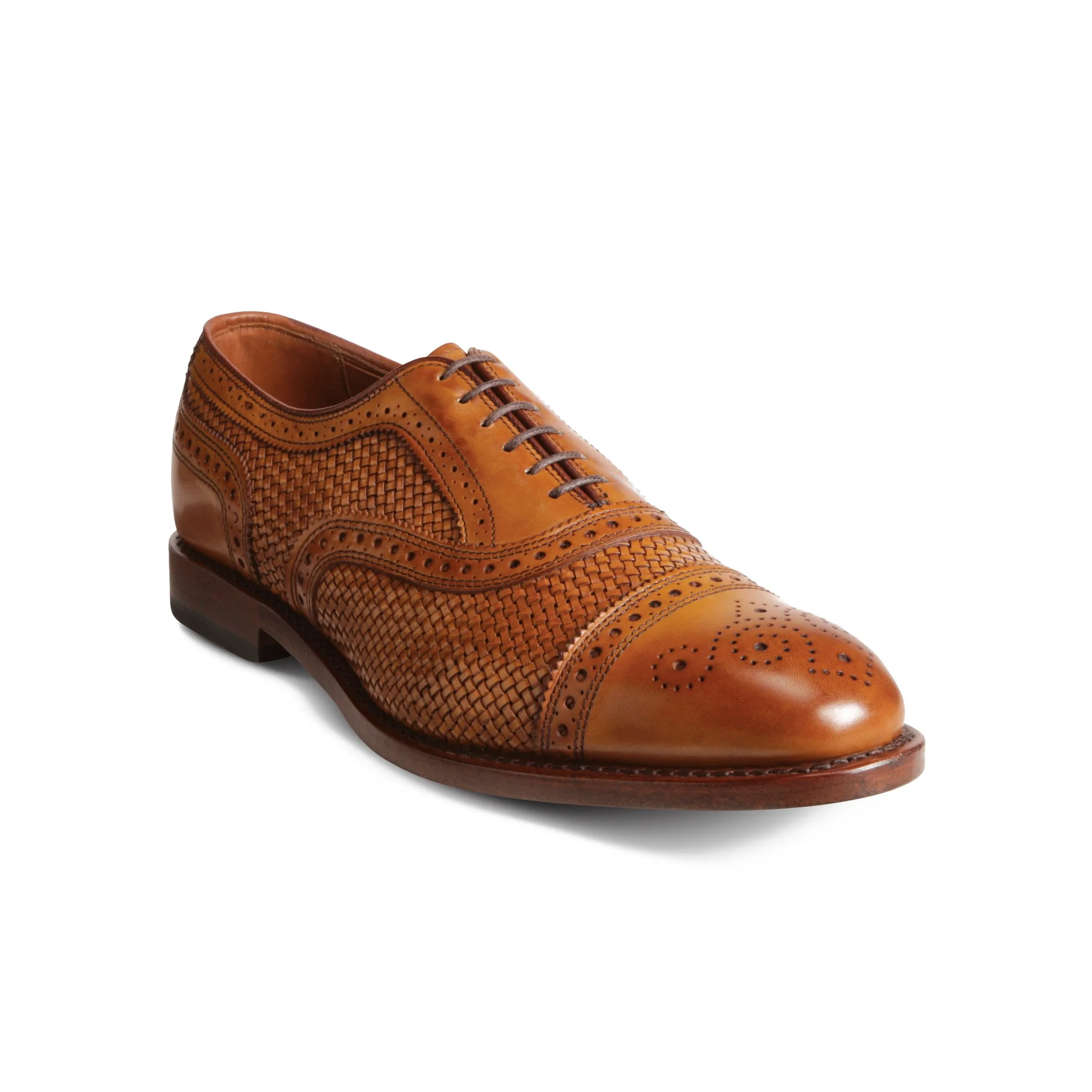 Flat Feet Shoes - Tan Braided Leather Morice Brogue Oxfords with Arch Support