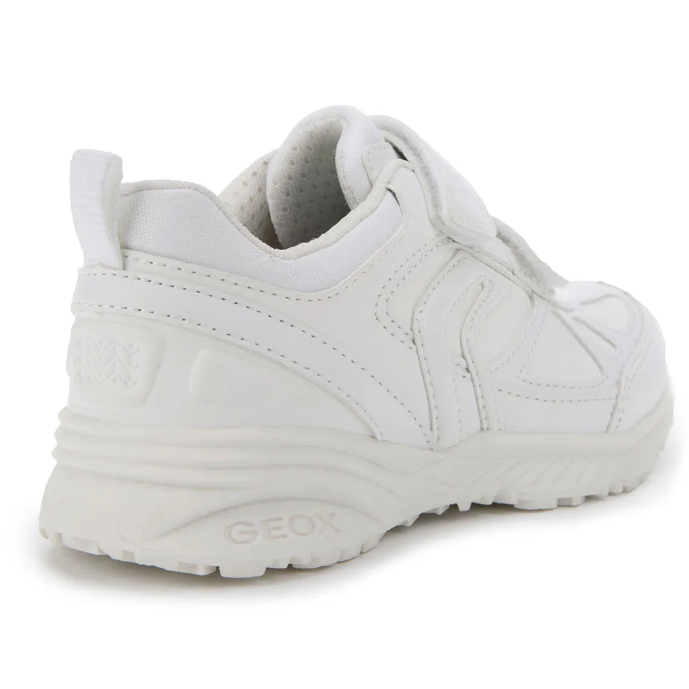 Geox J Bernie Plain All White Trainers