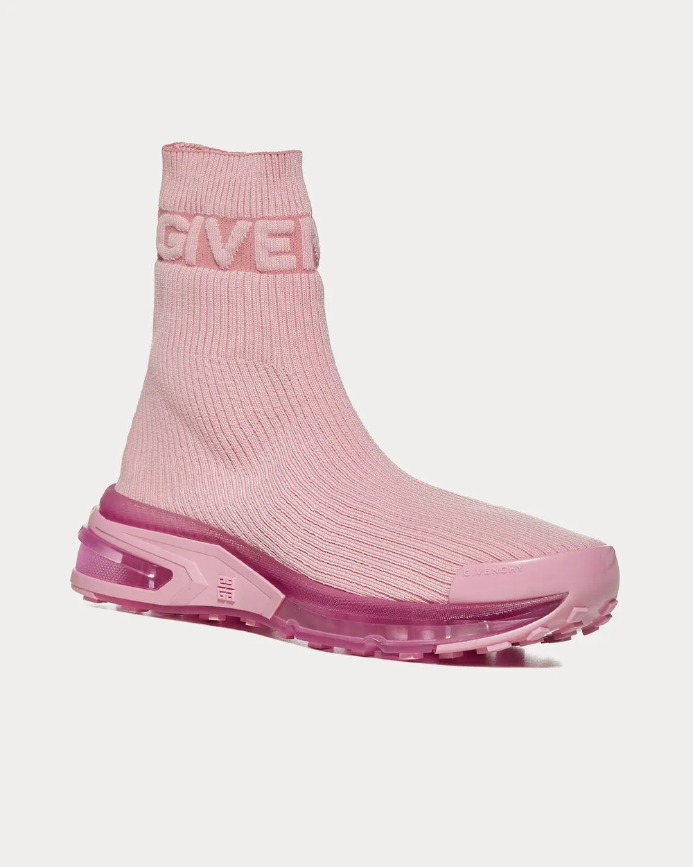GIV 1 Stretch Knit Baby Pink High Top Sneakers