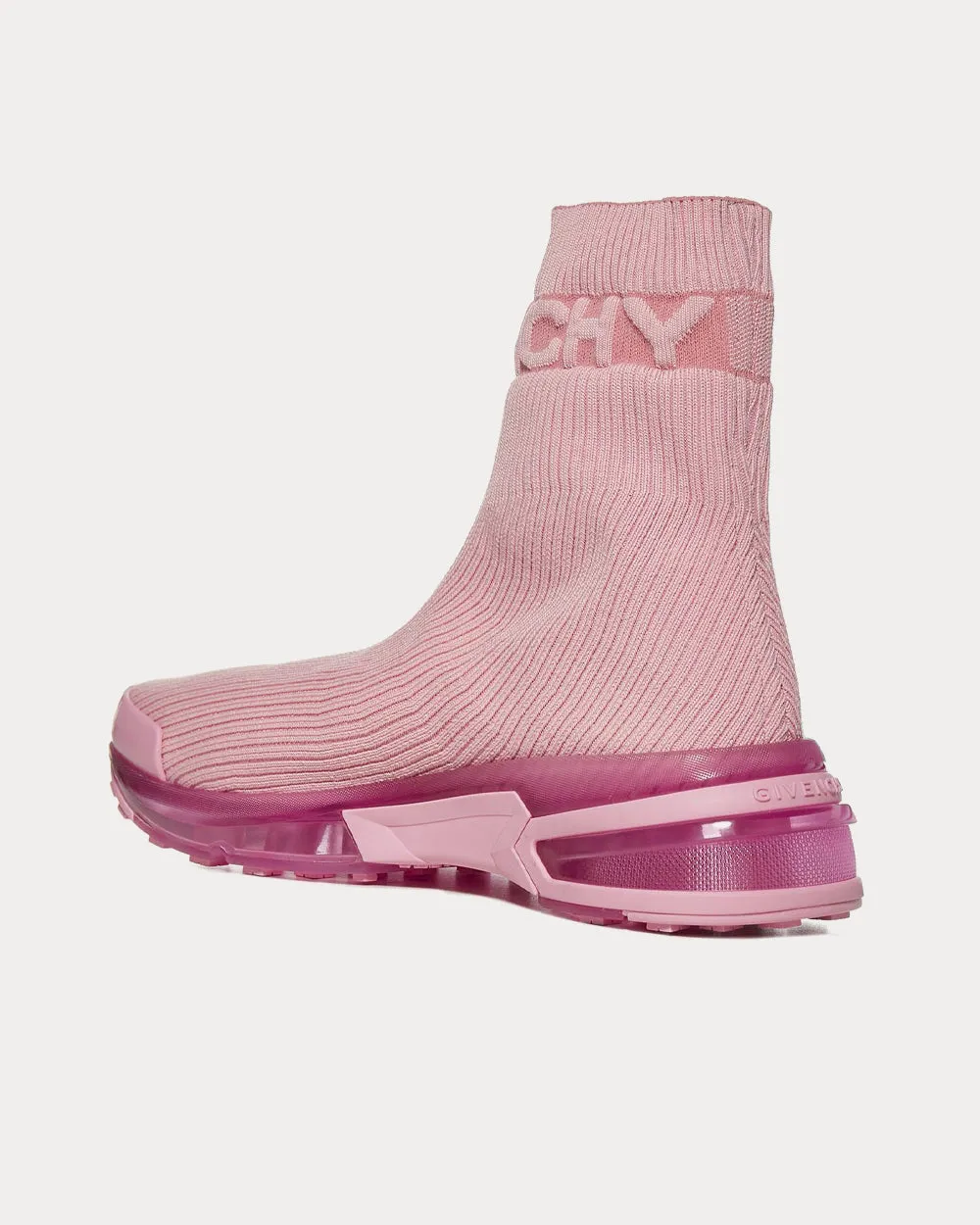 GIV 1 Stretch Knit Baby Pink High Top Sneakers
