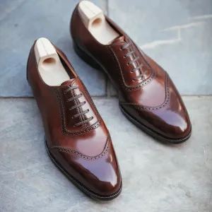 Green Leather Woodford Balmoral Toe Cap Oxfords - Formal Shoes