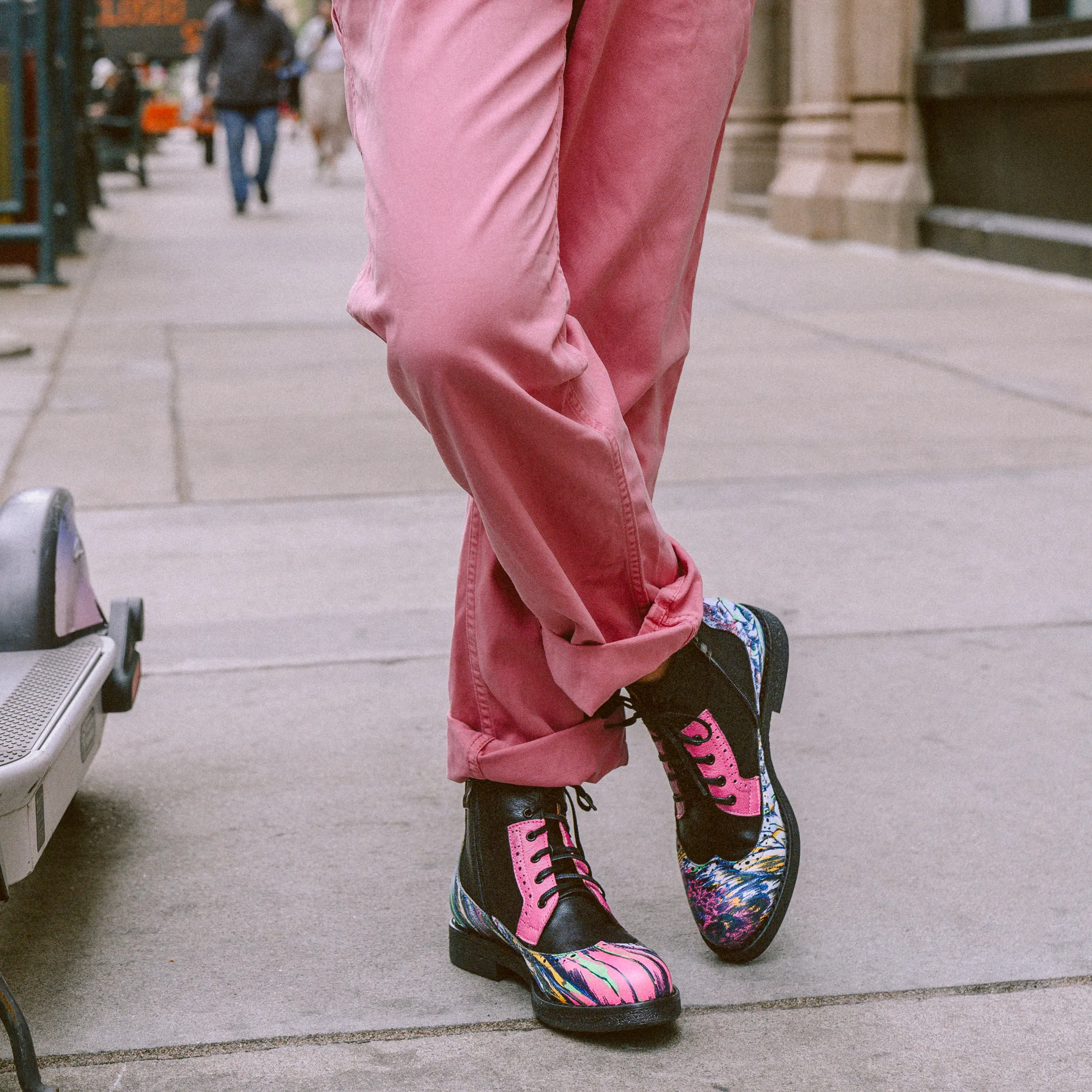 Hatter - Dark Flamingo - Women's Italian leather ankle boot in vibrant colours