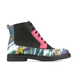 Hatter - Dark Flamingo - Women's Italian leather ankle boot in vibrant colours