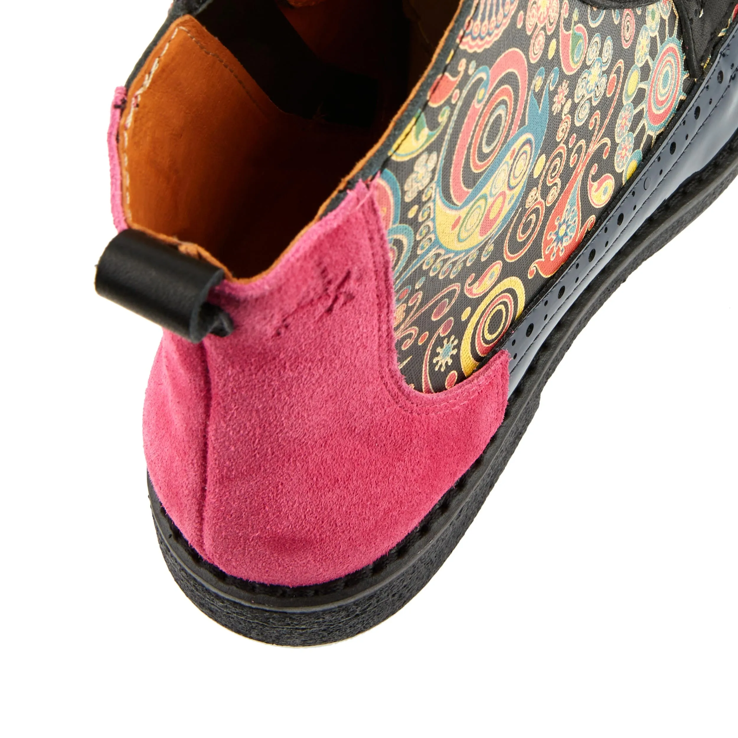 Hatter - Navy Pink - Women's higher ankle leather boot with brogue styling