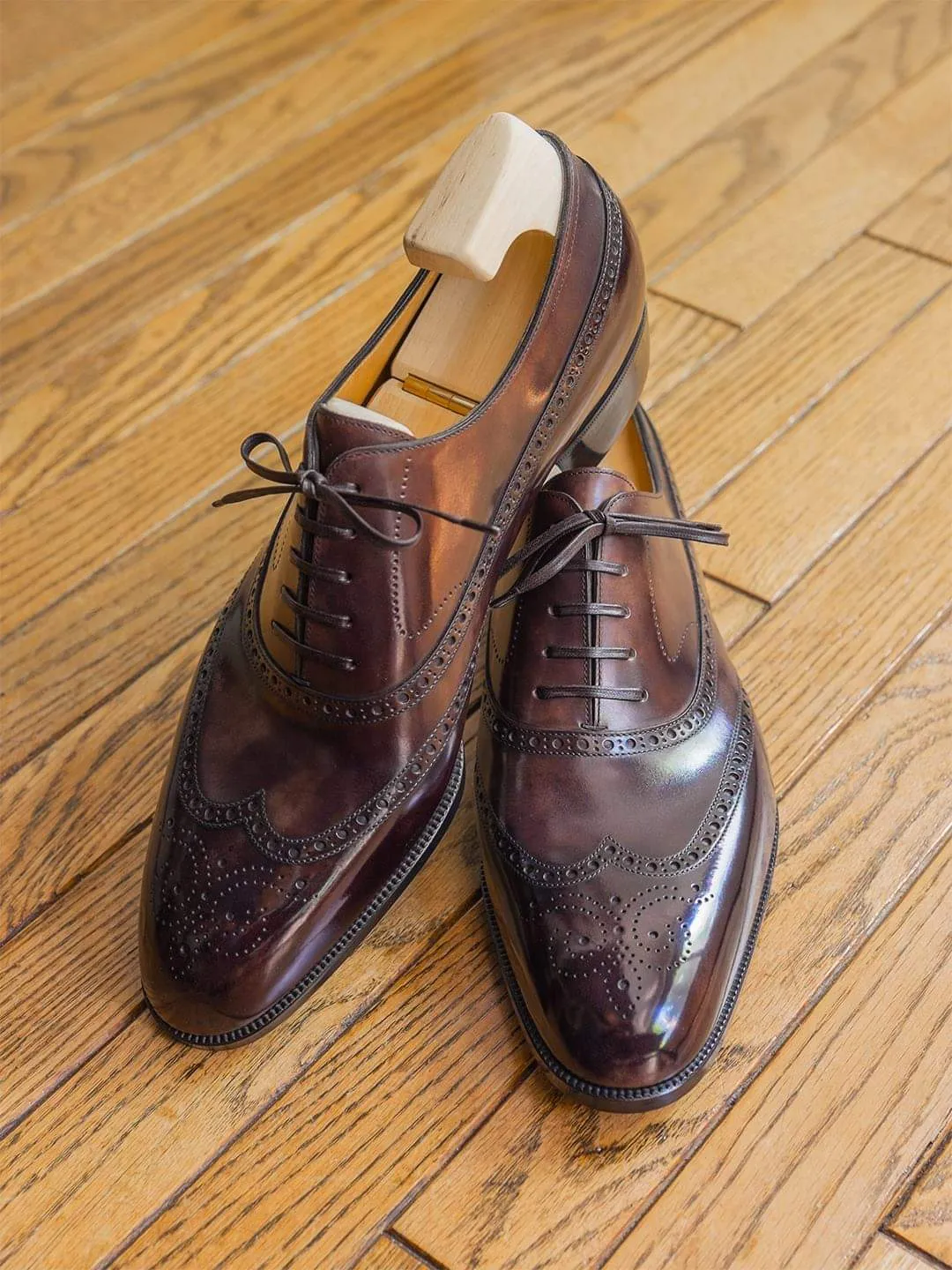 Height Increasing BURGUNDY BROWN LEATHER MODENA BROGUE WINGTIP OXFORD SHOE