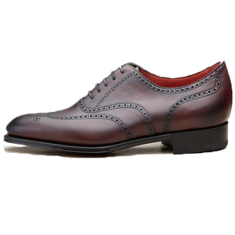 Height Increasing Mahogany Brown Leather Gedling Brogue Oxfords