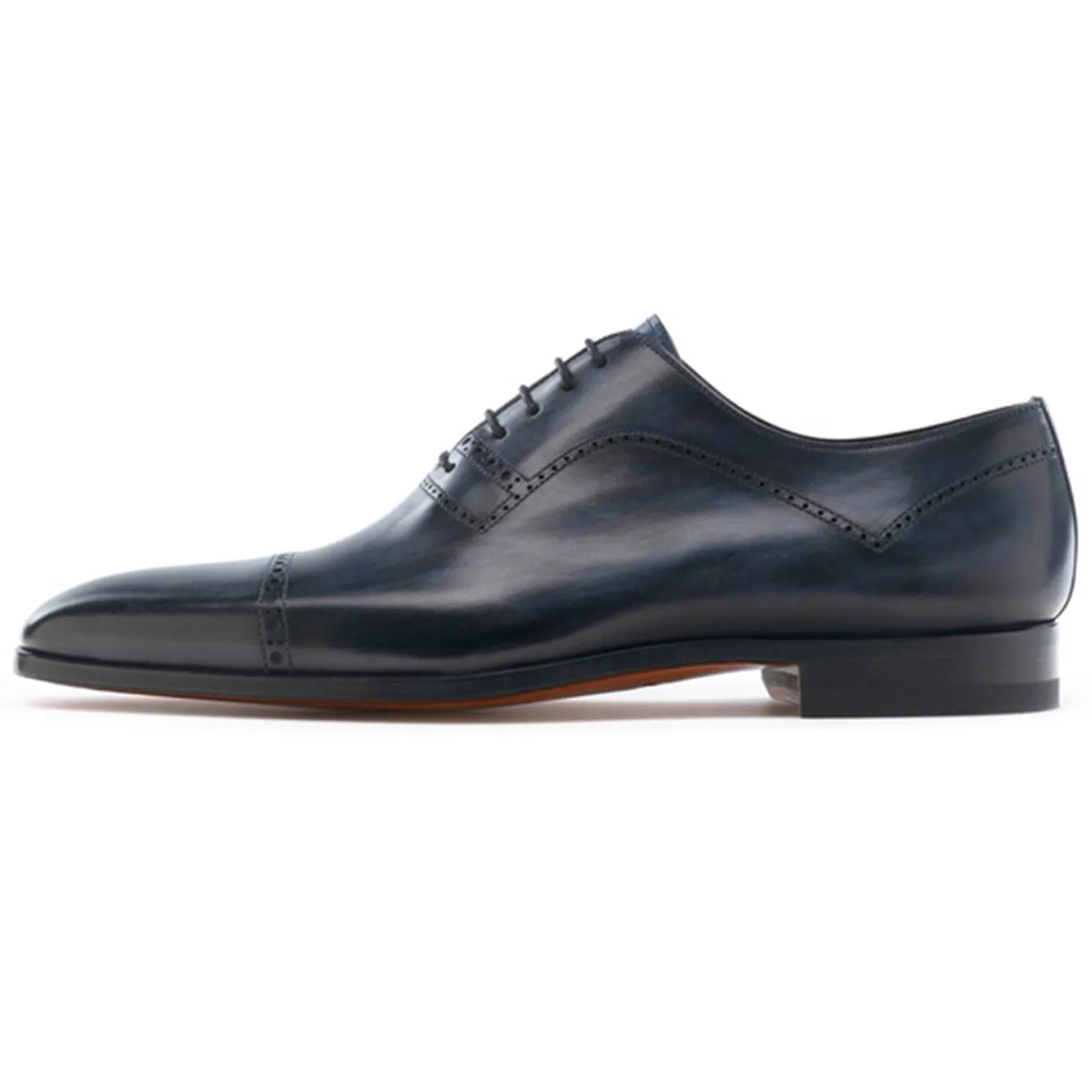 Height Increasing Navy Blue Leather Crofton Brogue Oxfords