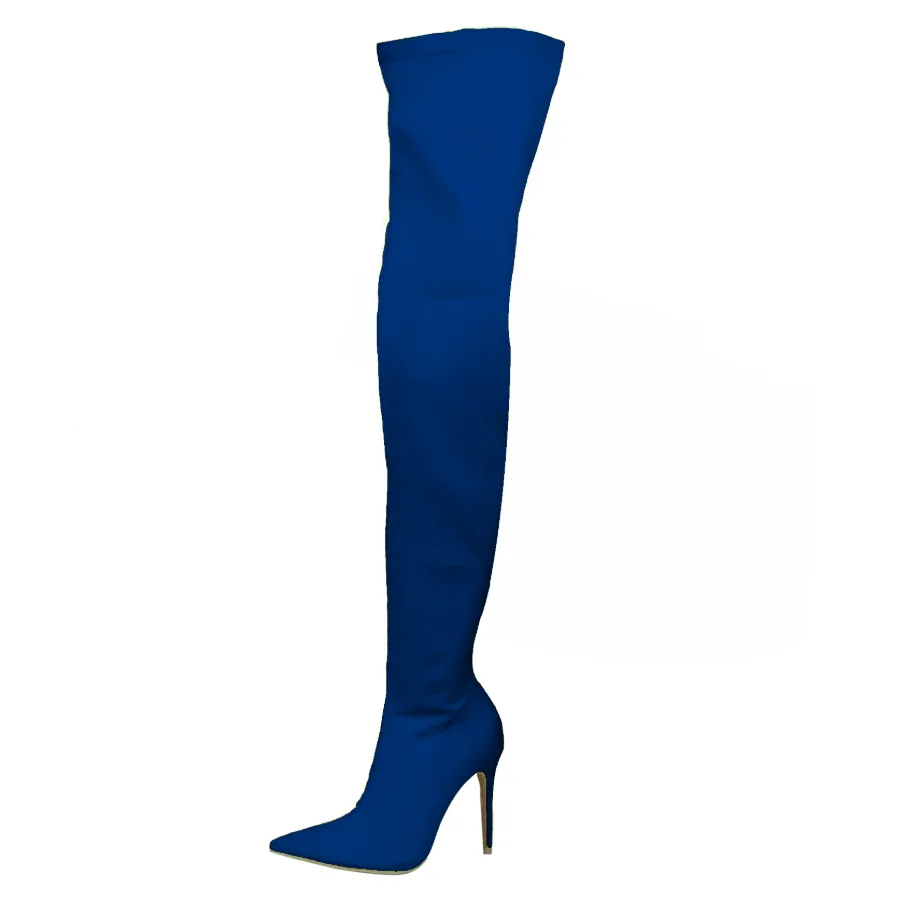 High Heel Bright Color Thigh High Stretch Boots
