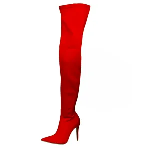 High Heel Bright Color Thigh High Stretch Boots