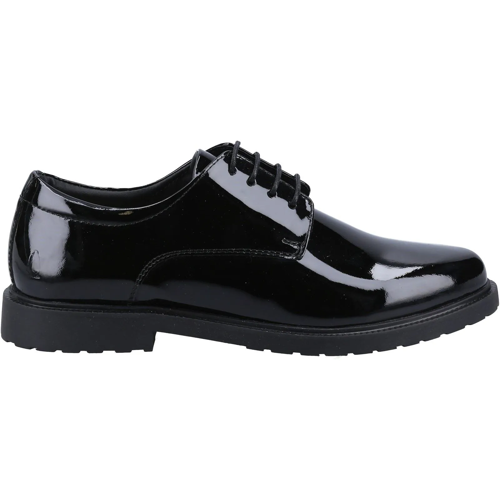 Hush Puppies Verity Slip On Leather Women's Patent Black Brogues Shoes