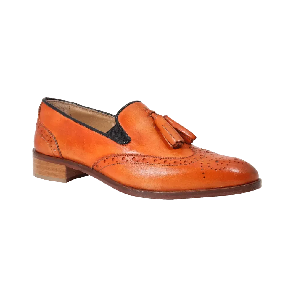 Leather Brogues with Tassels in Arancio (DU6000)