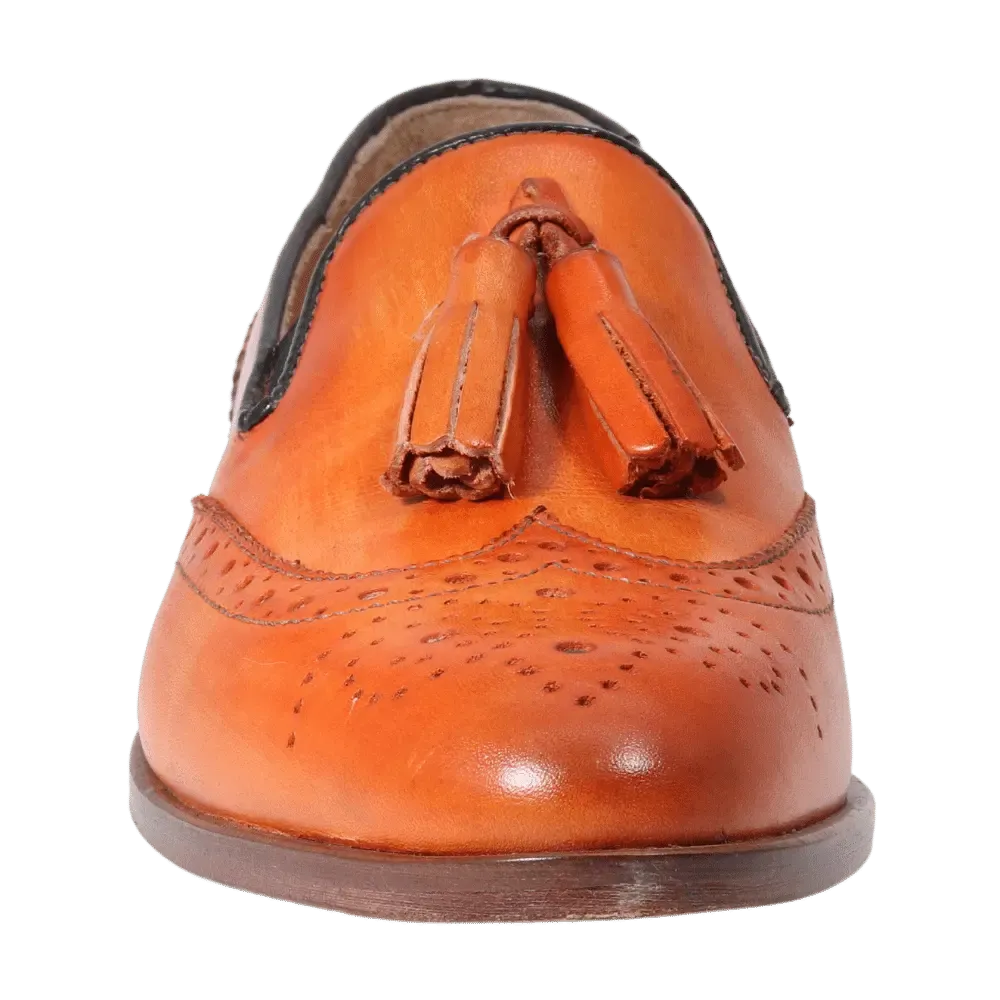 Leather Brogues with Tassels in Arancio (DU6000)